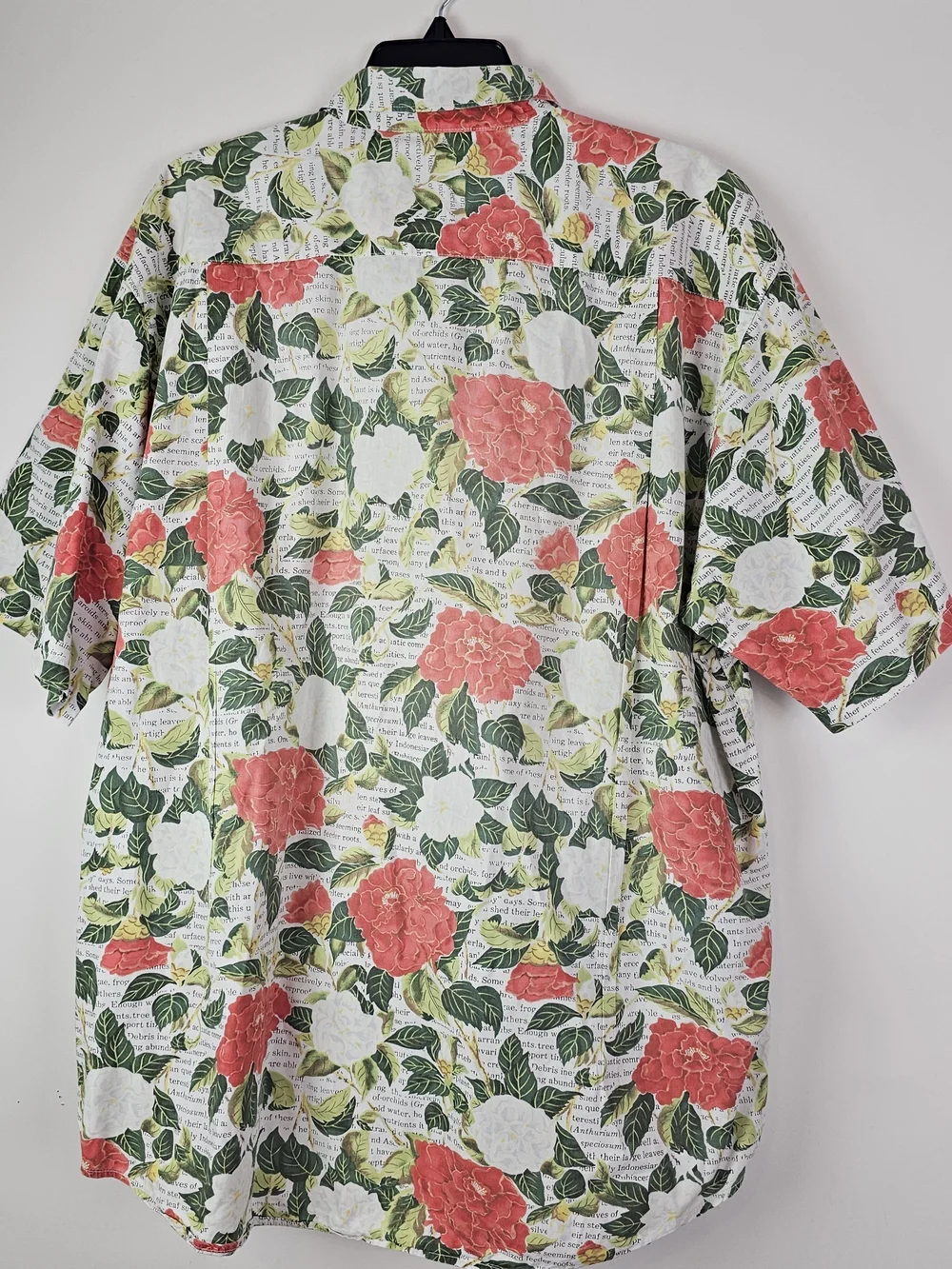 VTG 90s Banana Republic Mens Short Sleeve Floral Roses Shirt Button Large Cotton